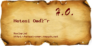 Hetesi Omár névjegykártya